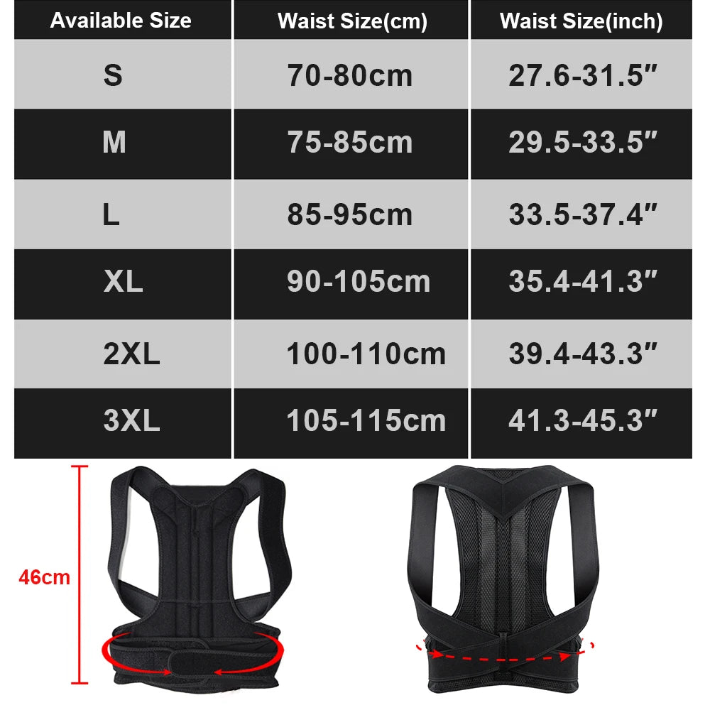 Adjustable Back Brace Posture Corrector With Lumbar Support