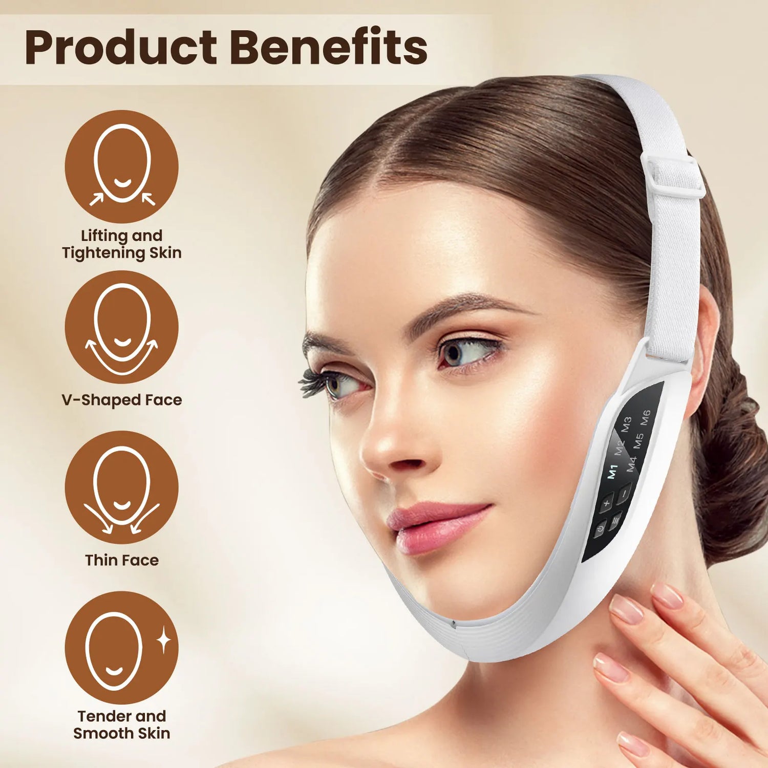 EMS V-Face Lifting Device – 6 Modes, 8 Intensity Levels