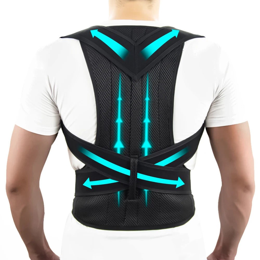 Adjustable Back Brace Posture Corrector With Lumbar Support