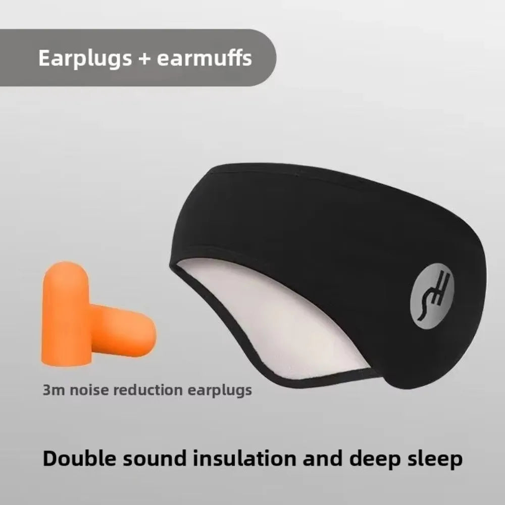 Black Color Noise-Reducing Sleep Earmuffs With Built-In Eye Mask