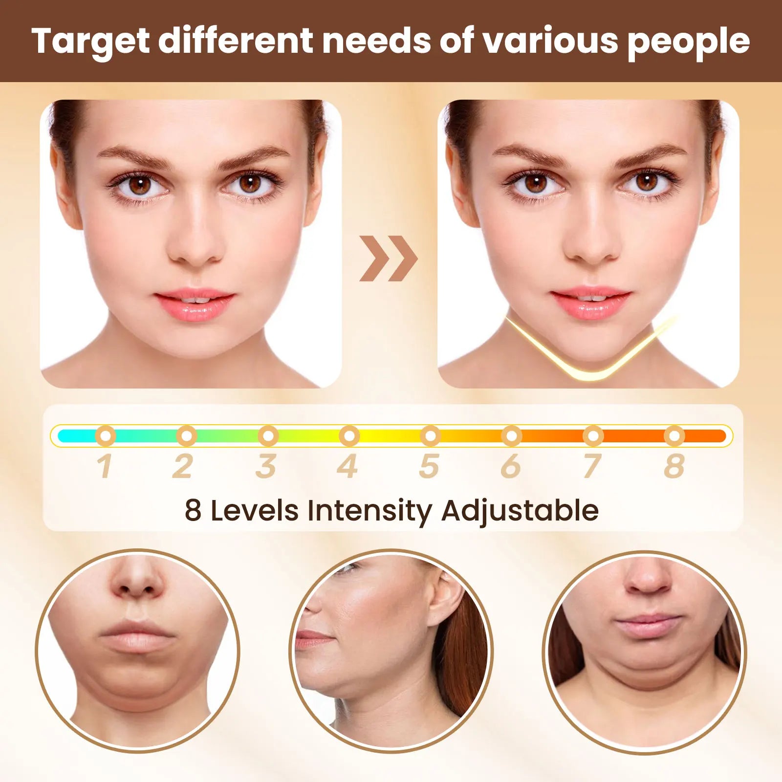 EMS V-Face Lifting Device – 6 Modes, 8 Intensity Levels